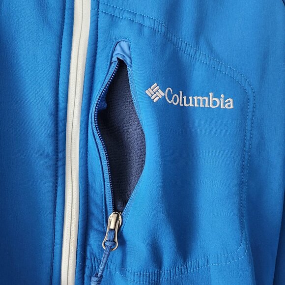 Columbia Sportswear Men’s Hooded Jacket Size Large Blue White Zipper - Picture 3 of 16